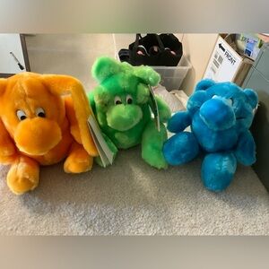 Vintage 1989 Kodak Kolorkins plush figures Flash, Snap, and Zoom NWT